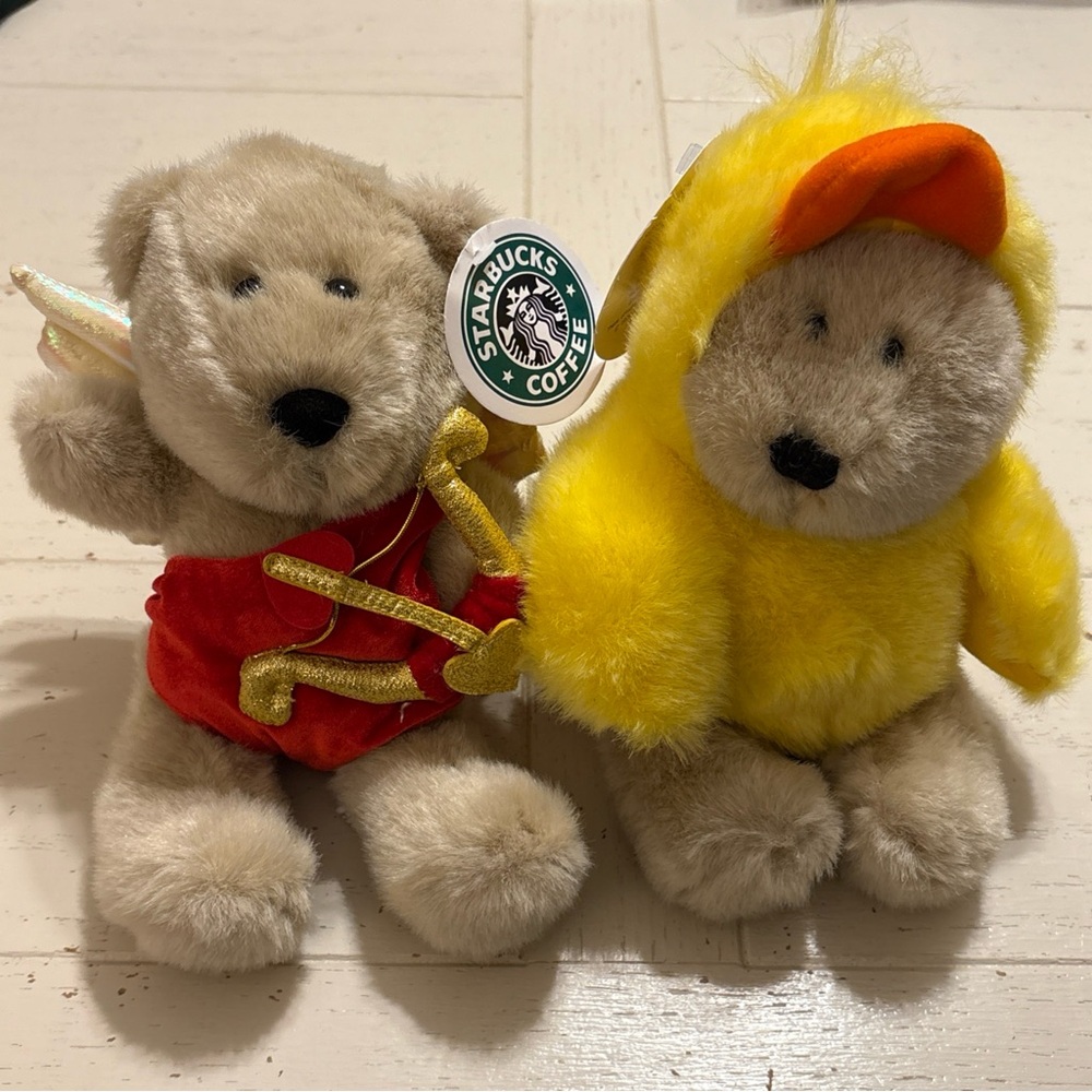 VINTAGE STARBUCKS BEARISTA PLUSH w Tags - Valentine’s Day Cupid & Easter Chick